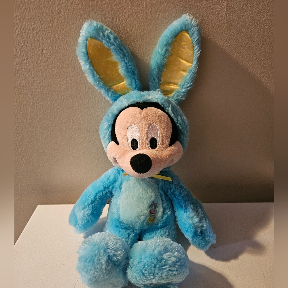 2006 Disney Store Original Mickey Mouse Easter Bunny Blue Plush Toy 17in